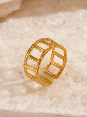 Gold Open Ladder Band Ring - Women Jewelry